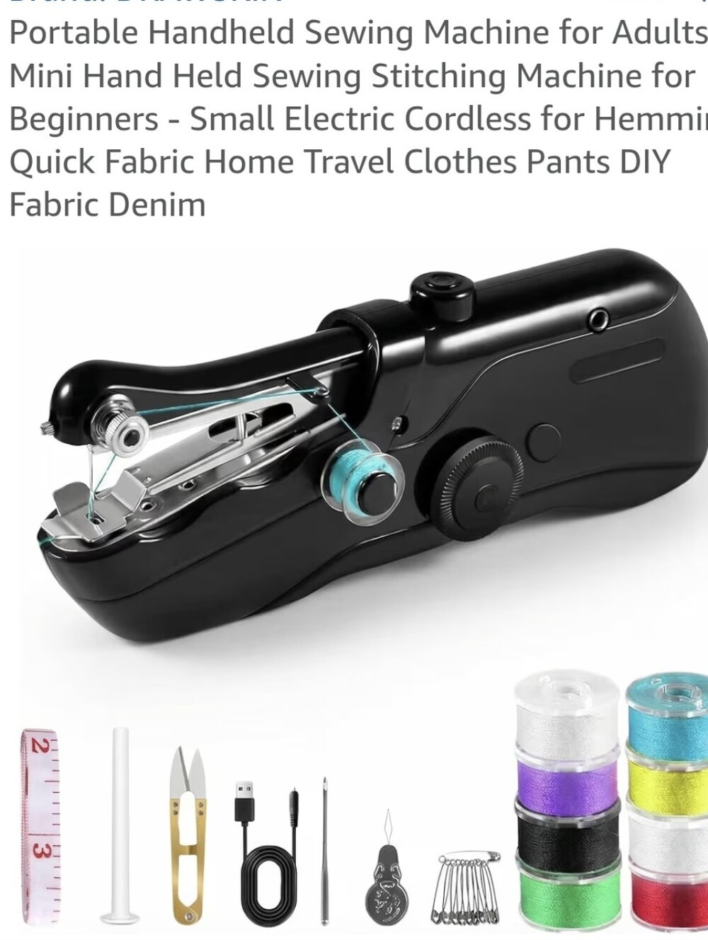 NWT DRAWSKIN Portable Handheld Sewing Machine in Black USB Or Battery Operated
